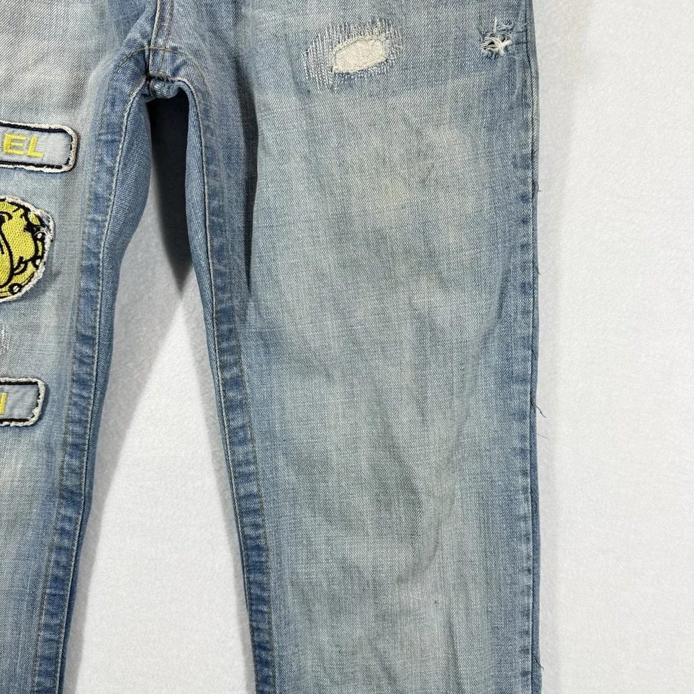 Diesel Jeans Mens 26x34 Straight Leg Elastic Waist Division Patch Vintage Rare‎